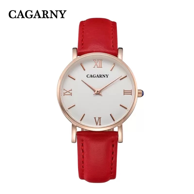 

CAGARNY Women Designer Fashion Casual Watches Ladies Watch Leather Strap Gold relojes de marca mujer