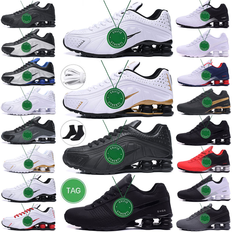 

Mens running shoes shox avenue 803 301 triple white silver red platinum men shoxs 809 deliver oz nz sports trainers sneakers runners jogging walking outdoor size 40-46, Color # 23