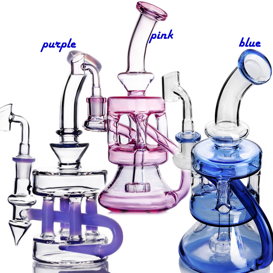 

Klein Recycler Bong Water Pipe Hookahs Smoking Accessories Beaker Heady Glass Oil Rigs Shisha Unique Water Bongs With 14mm
