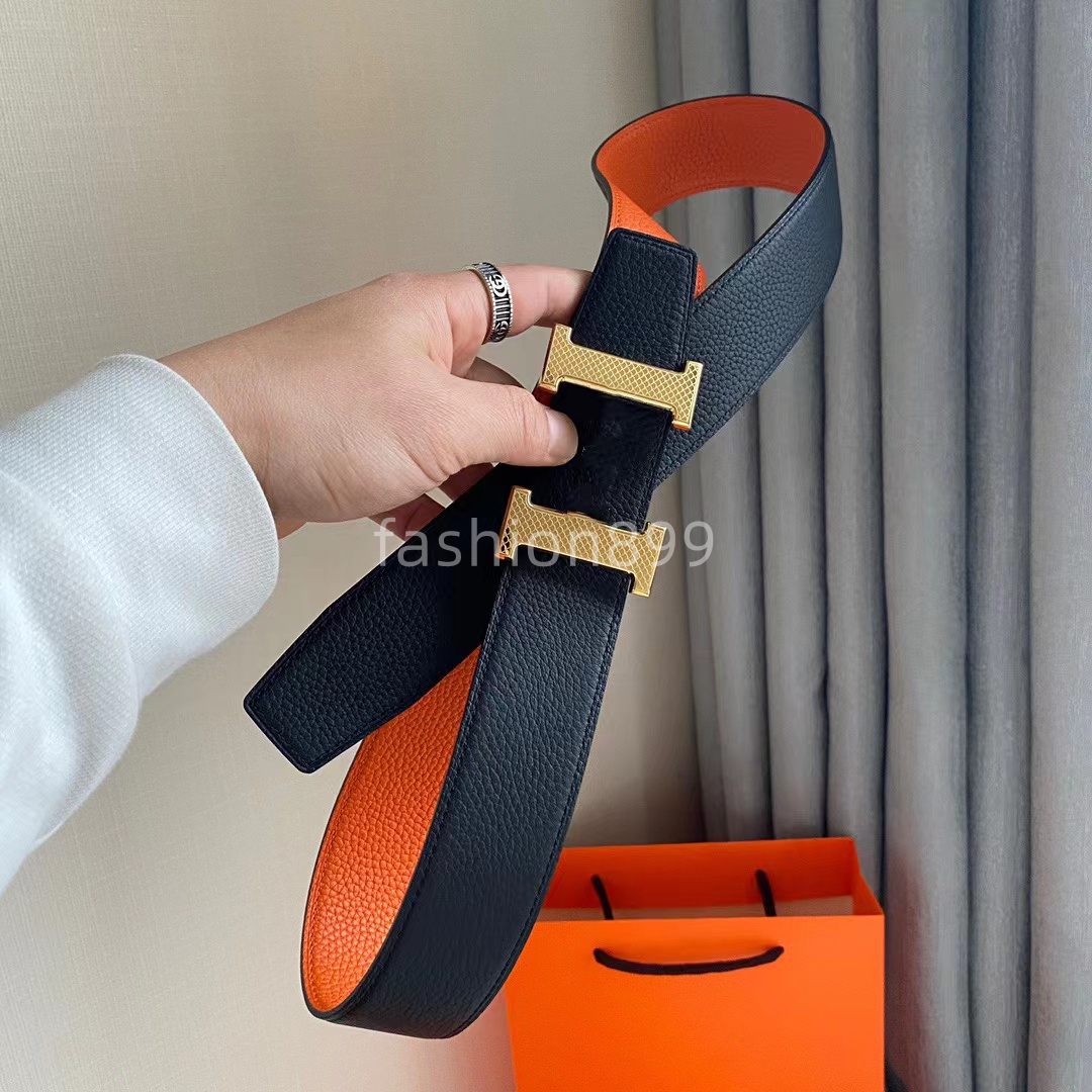 

waistband belts for men classic leather fashion belts for woman lychee pattern luxury belts women's designer H gold and silver Belt buckle belts, Customize