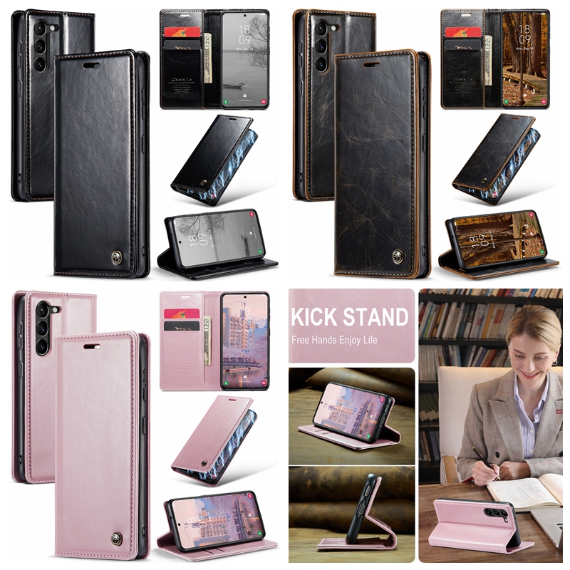 

Caseme Business PU Leather Wallet Cases For Samsung S23 Plus Ultra A14 5G A34 A54 A24 4G Closure Suck Men Luxury Fashion Crazy Horse Holder Flip Cover ID Card Slot Pouch, Pls let us know the color you want
