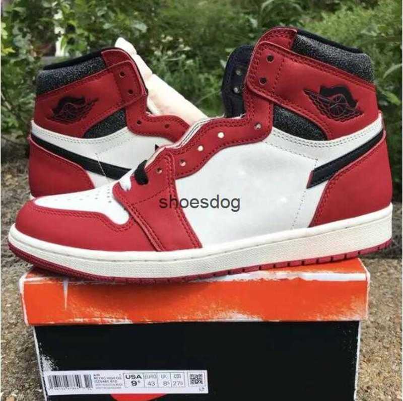 

Authentic 1 High OG Shoes Chicago Lost and Found Reimagined Cracked Leather Varsity Red Black Sail Muslin Men Basketball Sneakers With, Lost & found