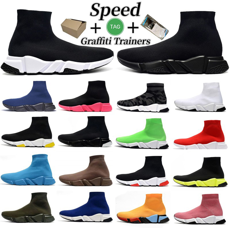 

OG TOP Men women platform shoes speed Graffiti trainer sock boots socks mens trainers boot fashion casual balck Clear Sole womens shoe red Clearsole sneakers, 23