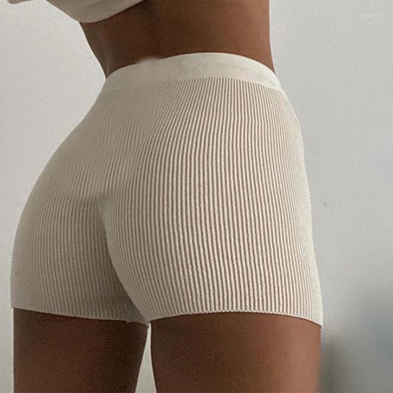 

Women's Shorts Ladies Women Summer Thread Ribbed Striped Seamless Stretchy Underpants Solid Color Ruffled Agaric Hem Boxer 2023, White