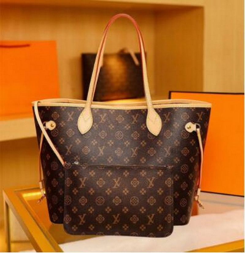 

2pcs set Women PU leather handbag ladies designer handbags higs quality lady clutch purse retro shoulder louise Purse vutton Crossbody viuton Bag 8 colors, Brown grid