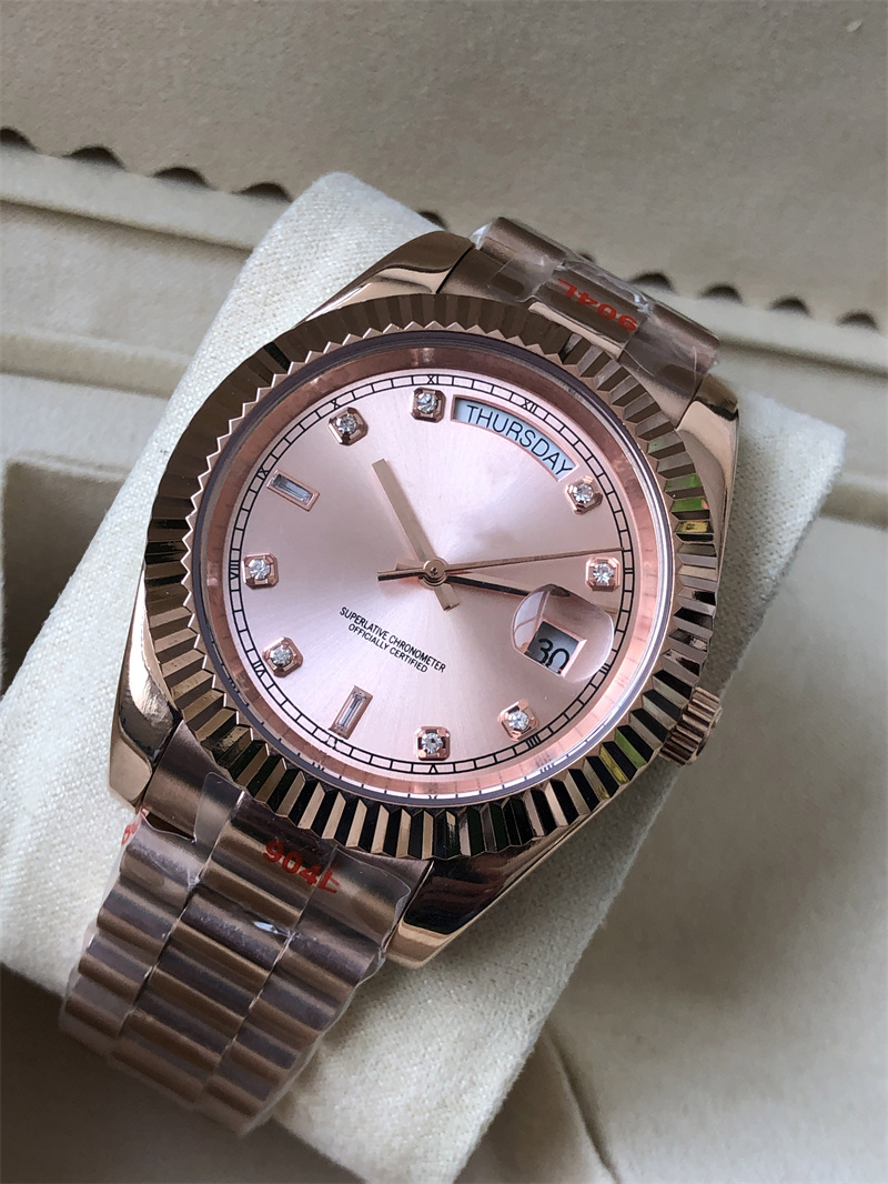 

Luxury men's watch 41mm automatic mobile all stainless steel mechanical wrist watch double calendar diamond nail, Box