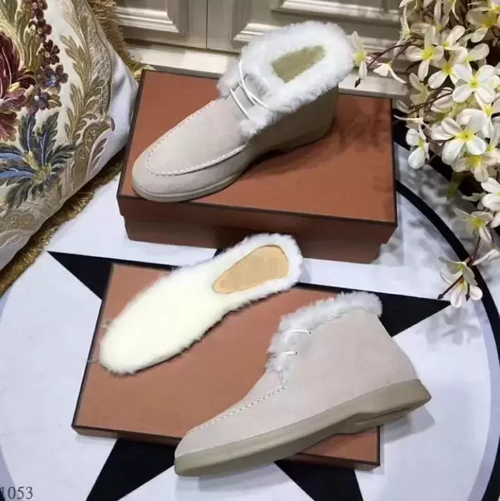 

Suede leather Fur inside Dress shoes Mens women Winter Driving casual Shoe loro luxury design open walk flats Mocassin 35-46 Z2AY