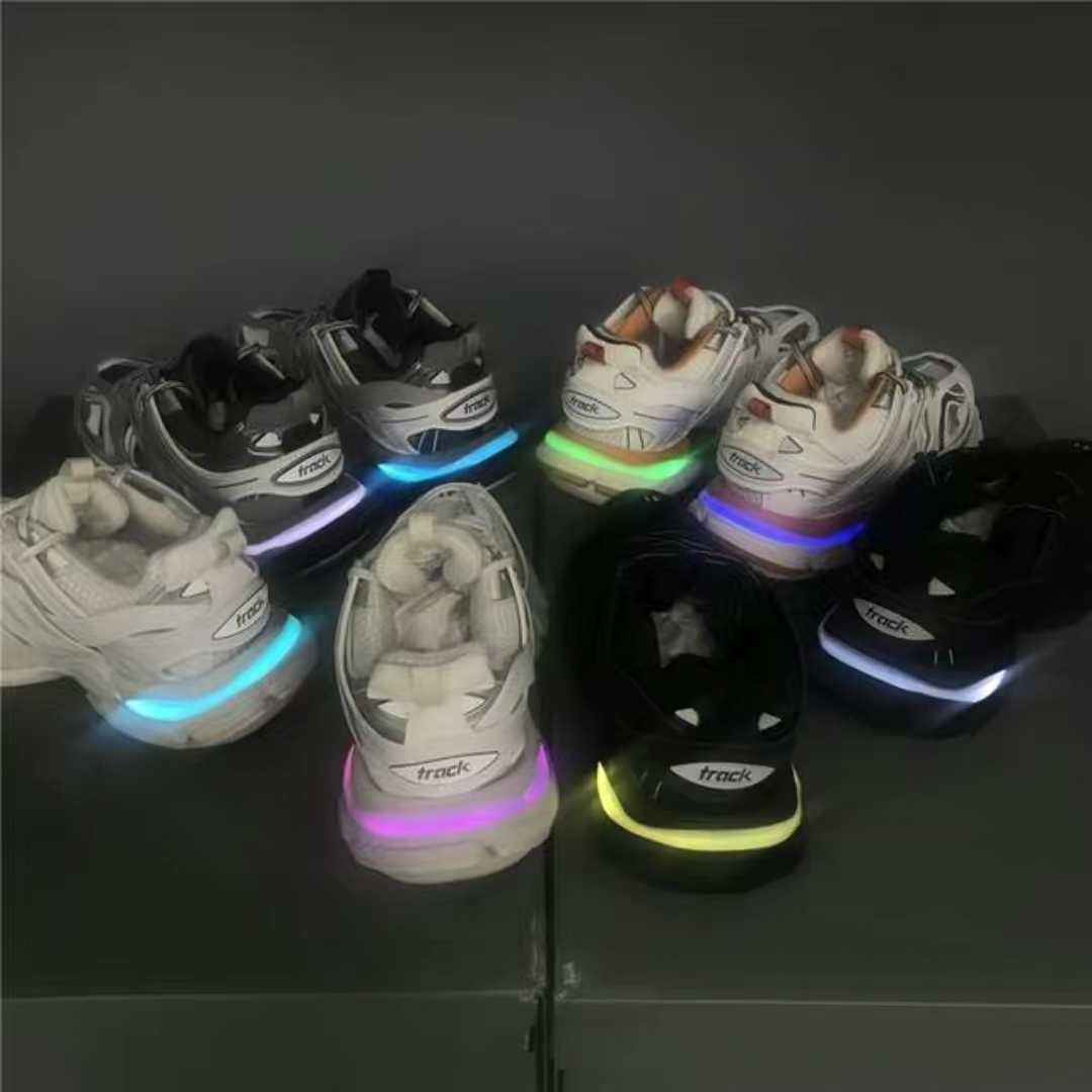 

Womens Mens designer Casual Shoe Track LED 3 3.0 Sneaker Lighted Gomma leather Trainer Nylon Printed Platform balencaiga Sneakers for men Light balenciagas Shoes, 10