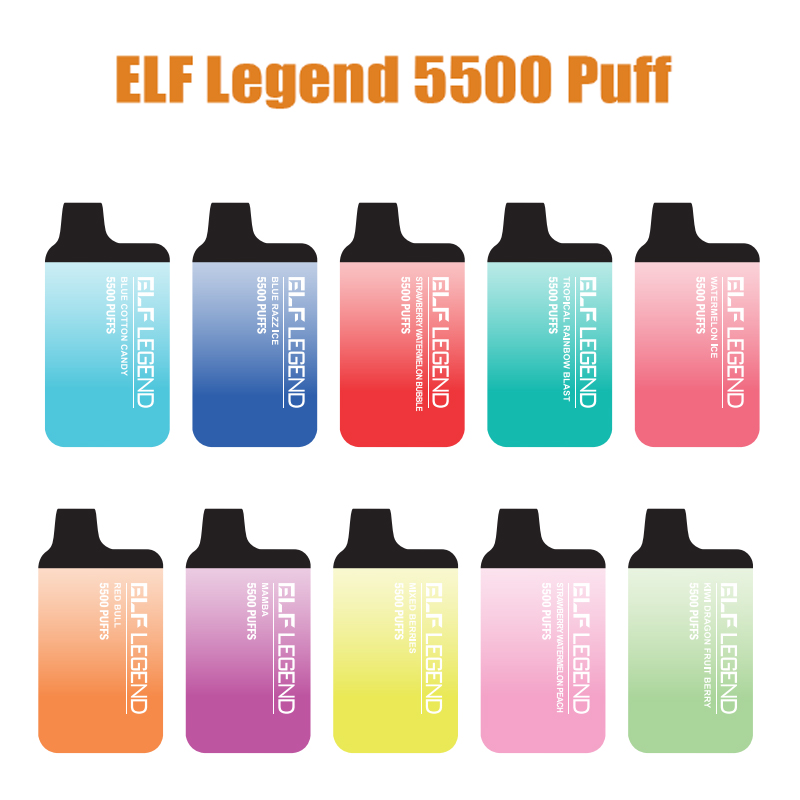 

Authentic ELF Legend 5500 Puff Electronic Cigarettes 13ml disposable Vape 650mah vaper Rechargeable Battery pods desechables Mesh Coil