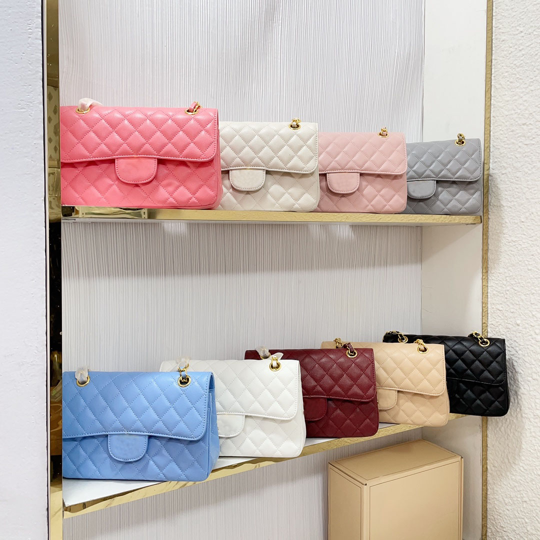 

Wholesale 5A Luxury Bag CC Classic Flap Handbags With Gold Silver Hardware Small CF Caviar Channel Bags Min Tote Bag Messenger Clutch Black Purse Popular Crossbody, Red wine with silver hardware