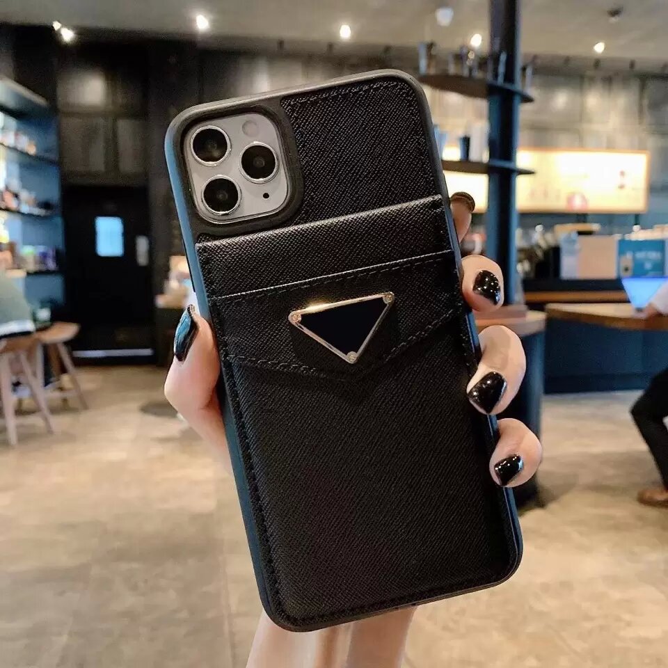 

Designer Cell Phone Cases Fashion Card Holder 3 Colors Leather Luxury Brand For Iphone 14 Pro Max Plus 13 12 11 X XR XS XSMax 8P 7P 8 7 New, Black