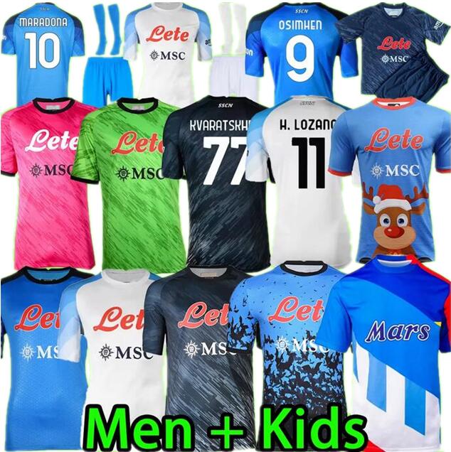 

22 23 Napoli soccer jerseys MEN KIT KIDS SETS Maglia Naples 2022 2023 KVARATSKHELIA ZIELINSKI MARADONA MIN JAE football shirt Christmas LOZANO SSC Halloween Uniform, Kids size