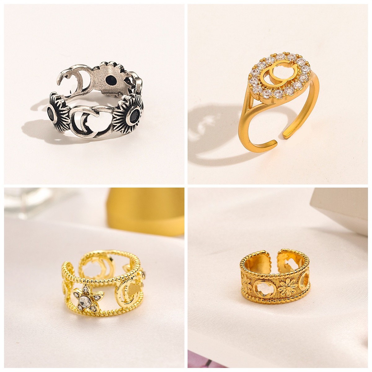 

Designer Branded Jewelry Love Rings Womens 18K Gold Plated Copper Finger Adjustable Screw Ring Women letter diamond Charms Wedding Supplies Luxury Accessories