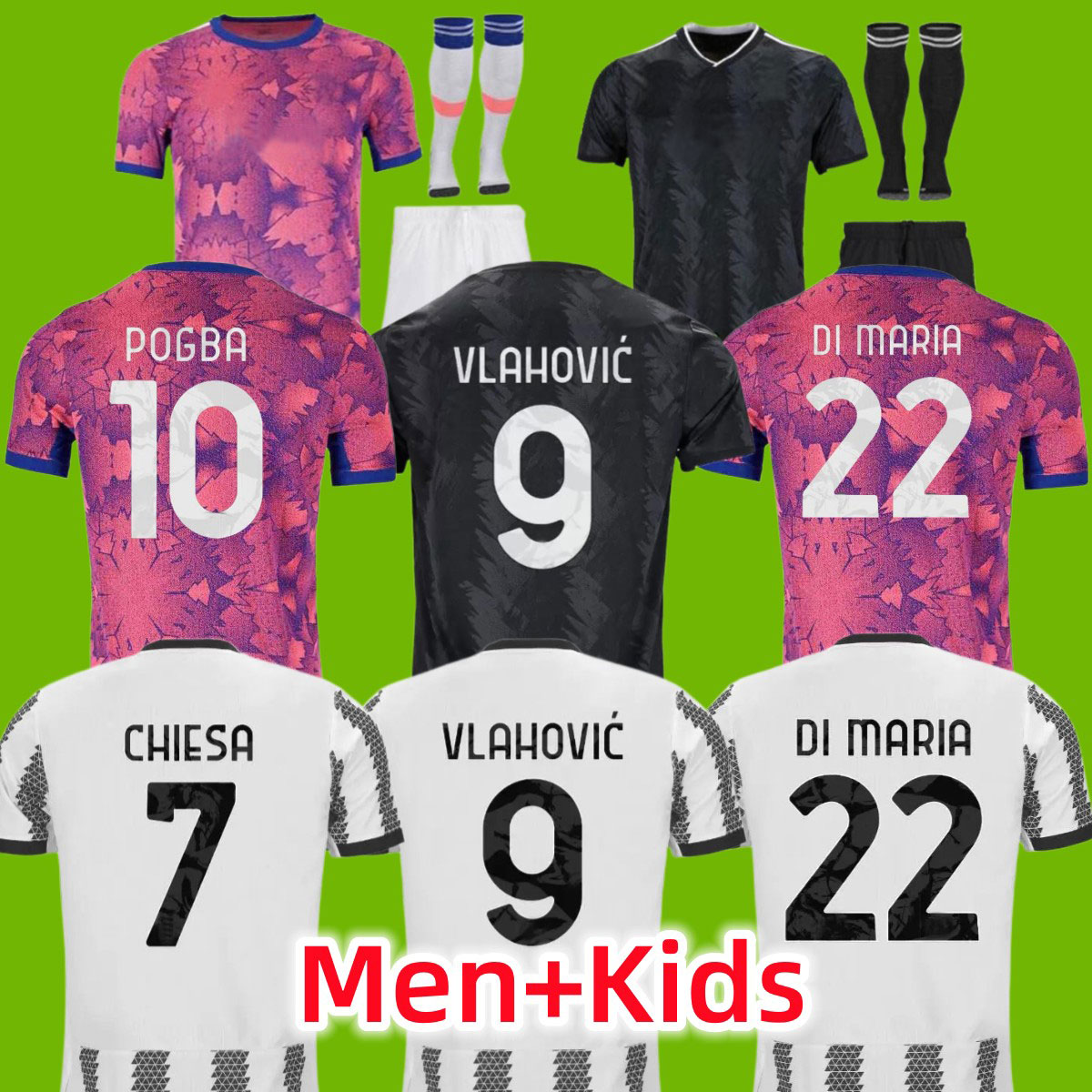

22/23 VLAHOVIC CHIESA MILIK soccer jerseys POGBA men kids kit set BONUCCI football shirts kit MCKENNIE DI MARIA uniform RABIOT socks Juve's maillot 2022 2023, 22 23 home adult player