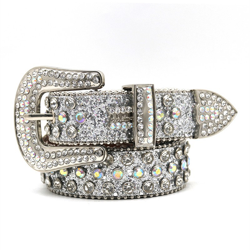 

Bb Simon Rhinestones Belt Fashion Bling Diamond Studded Belts Luxury Designer For Woman Man Jeans Western Ceinture Femme, With logo