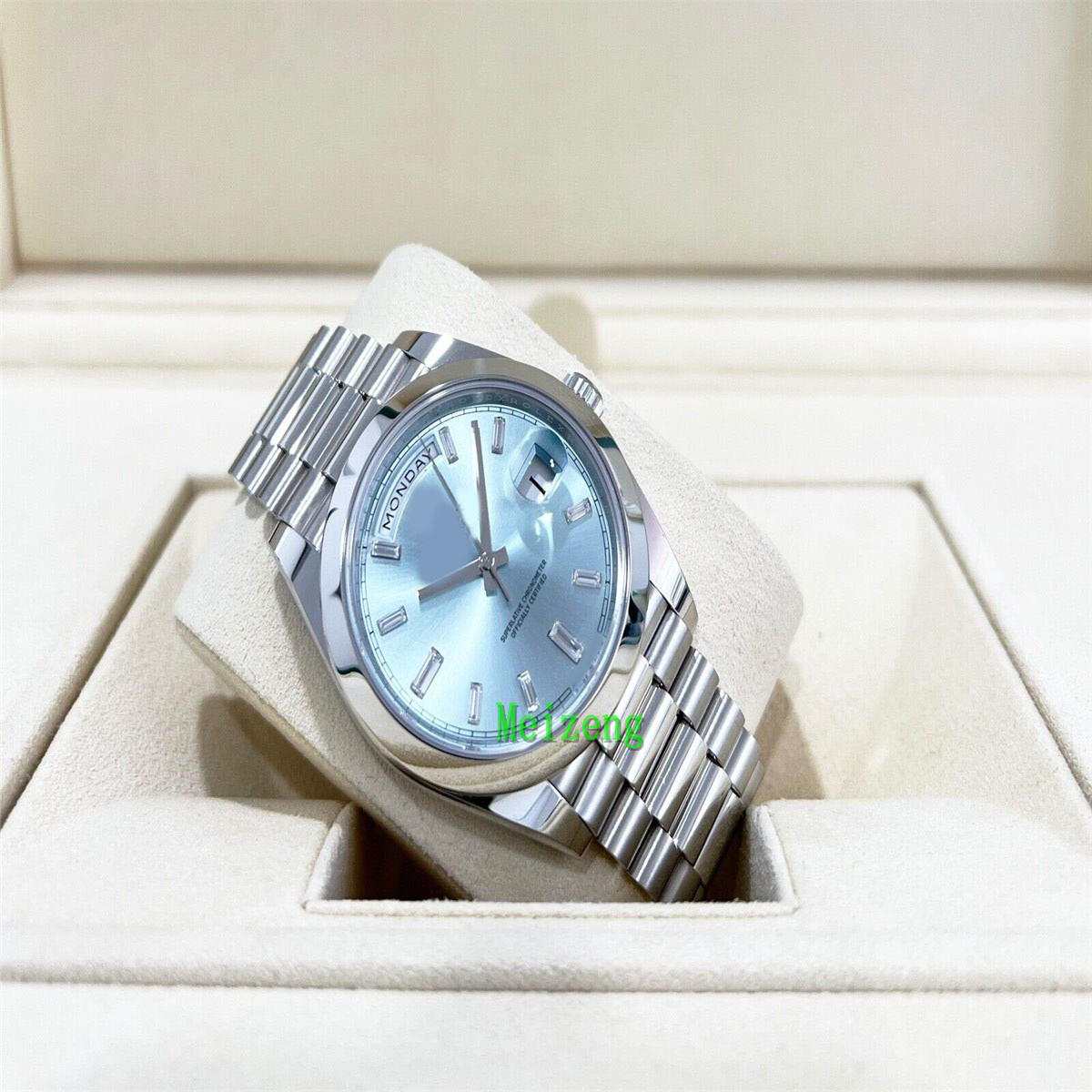 

Luxury Wristwatch BRAND Ice Blue Diamond Day-Date men watches, Watch