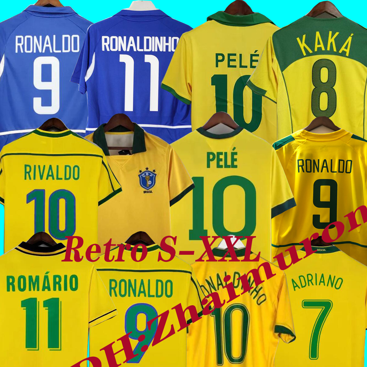 

1957 1970 1998 Brasil soccer jerseys 2002 retro shirts Carlos Romario Ronaldinho 2004 camisa de futebol 1994 BraziLS 2006 1988 RIVALDO ADRIANO JOELINTON Football, Home 1957