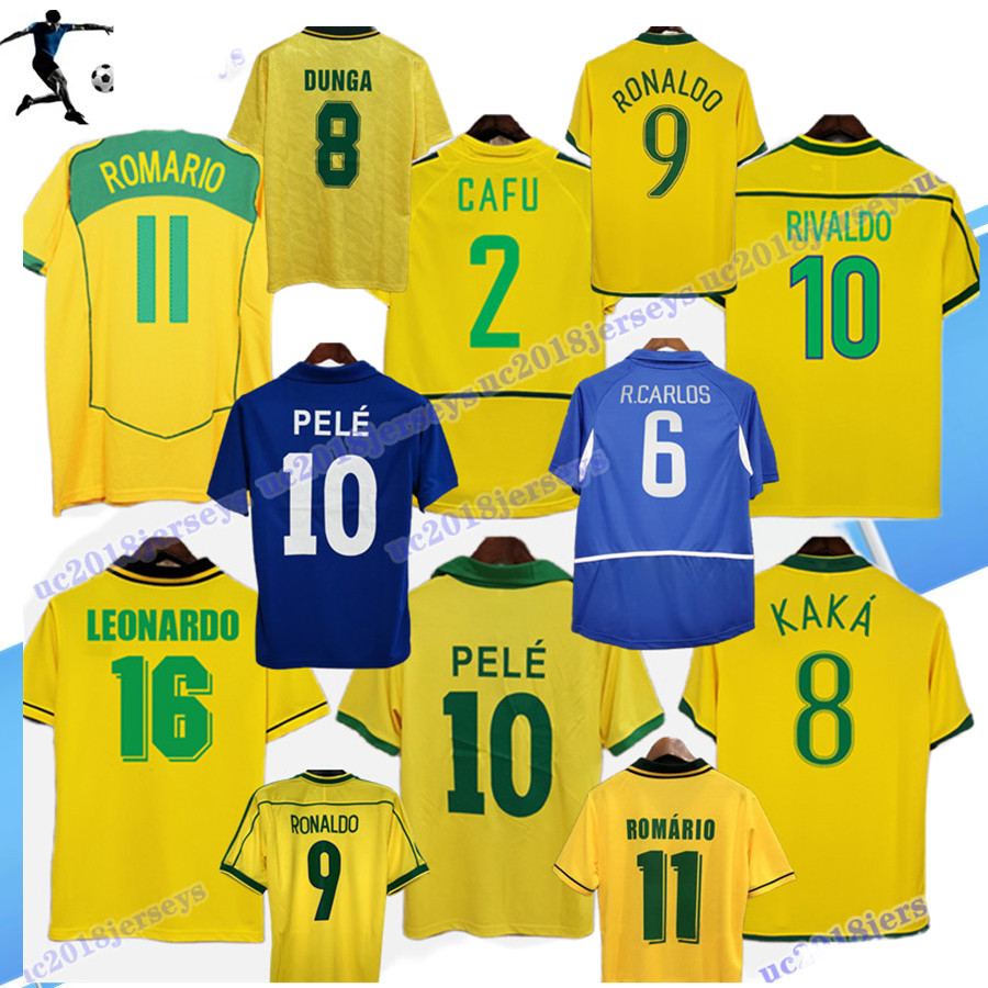 

PELE retro BrAzils soccer jerseys 1957 1970 1978 1985 1988 1992 1994 1998 2000 2002 2004 2006 2010 2012 SANTOS Brasil RONALDINHO camisa de futebol football shirt