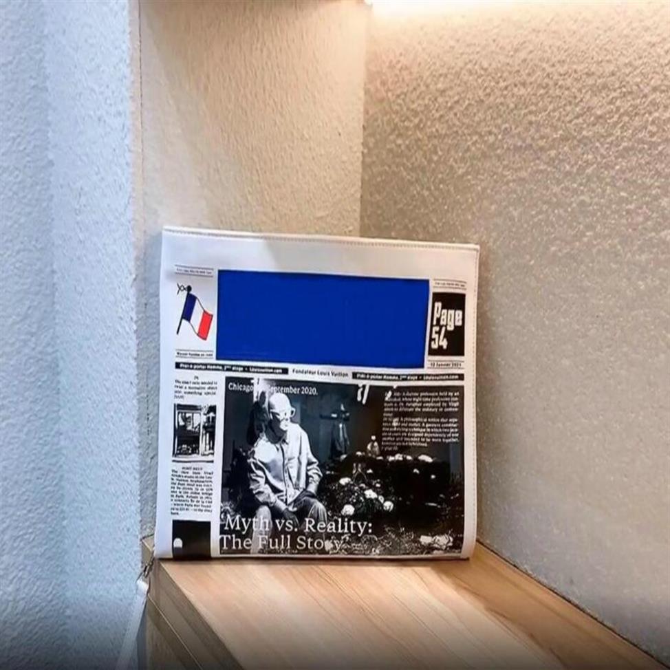 

Handbag Women Designers newspaper Bags Casual travel large capacity clutch envelope fashion PU material fashion wallet 34X25X5CM282B, White