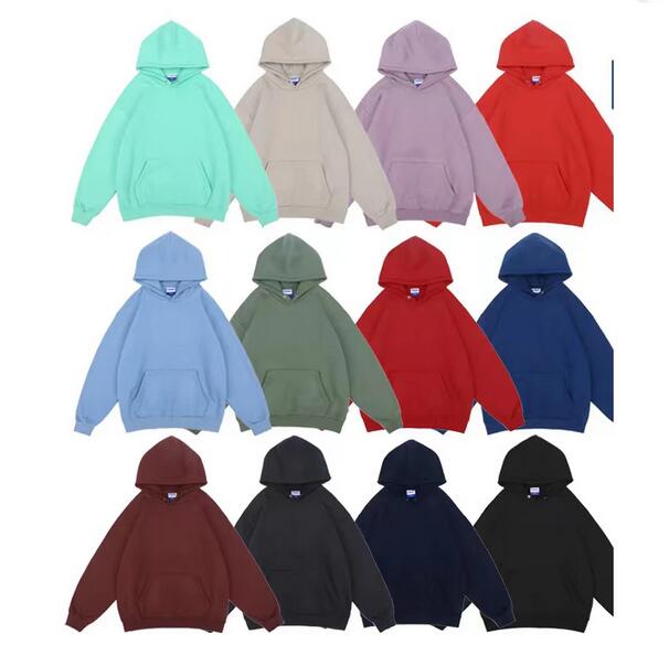 

Real Pics 400G Men's Plus Size Hoodies & Sweatshirts multi-color heavy weight quality fleece solid color hoodie