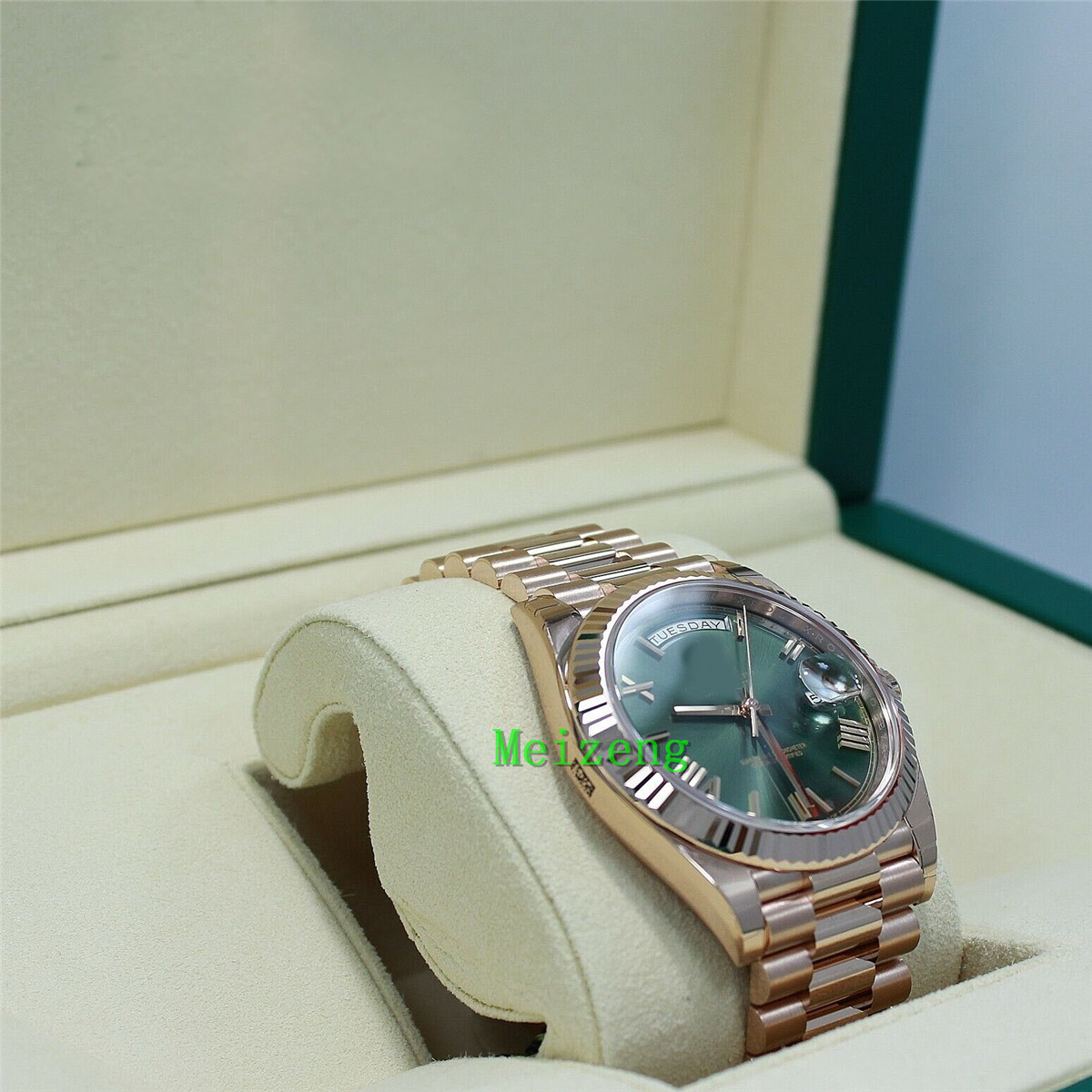 

Luxury Wristwatch BRAND New President 40mm Day-Date 228235 18K Rose Gold Green Olive Dial Watch NEW