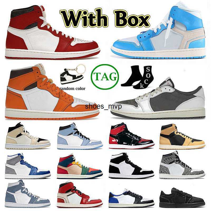 

With Original Box Jumpman 1 Basketball Shoes For Mens Womens Reverse Mocha 1s Low Black Phantom Chicago Lost and Found High Panda OG Sneaker, 36-47 ts x fragment