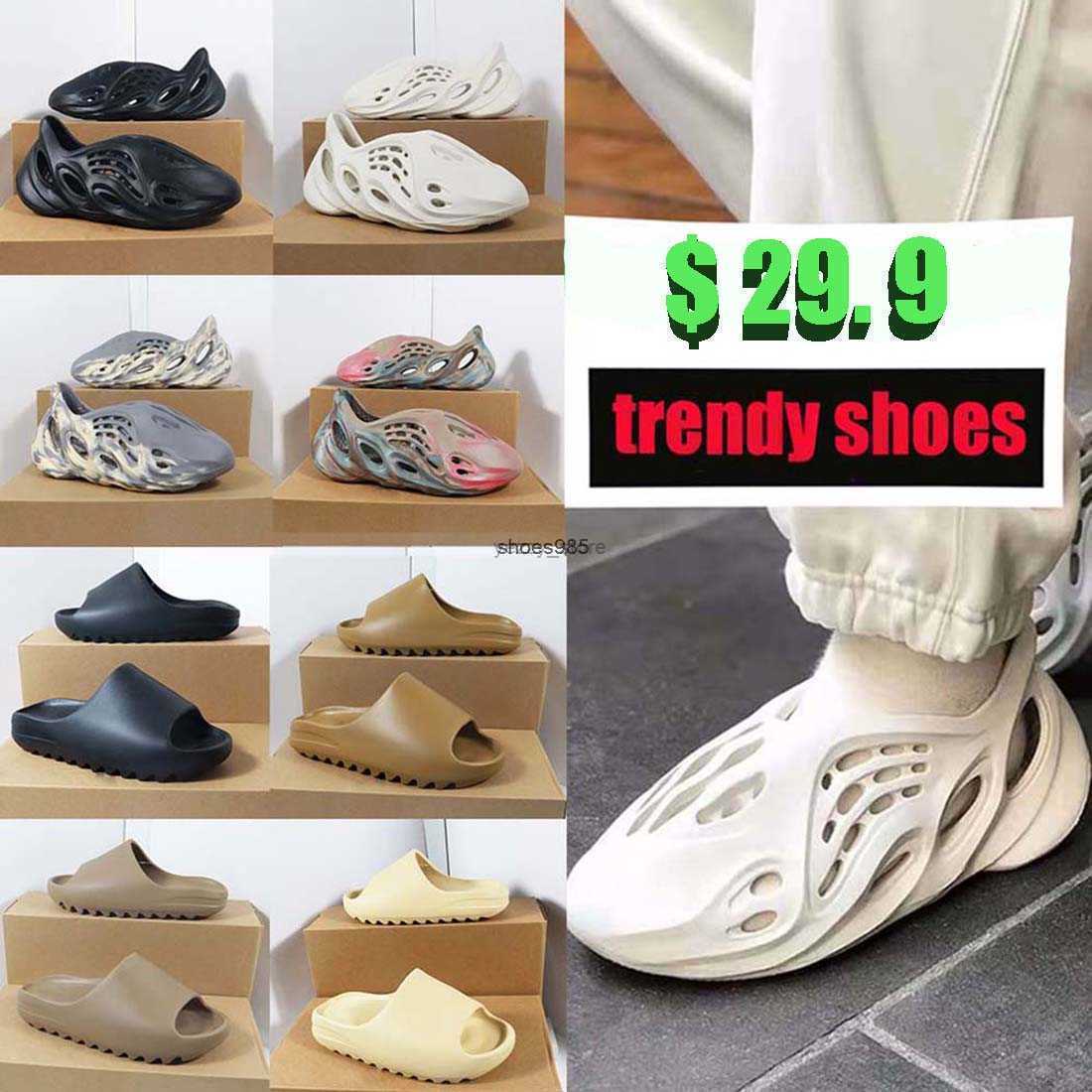 

High Quality Foam Designer Slippers Men Women Bone yeezys White Resin yeezies Desert sand Pure Onyx Stone Sage Slipper Ash Men's Women's Western Slide, #11