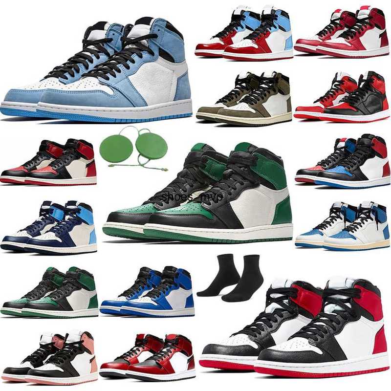 

jumpman 1s 1 basketball shoes Bordeaux dark mocha pollen Barely Rose Light Smoke Grey Twist black white UNC Patent men women sneakers, Box