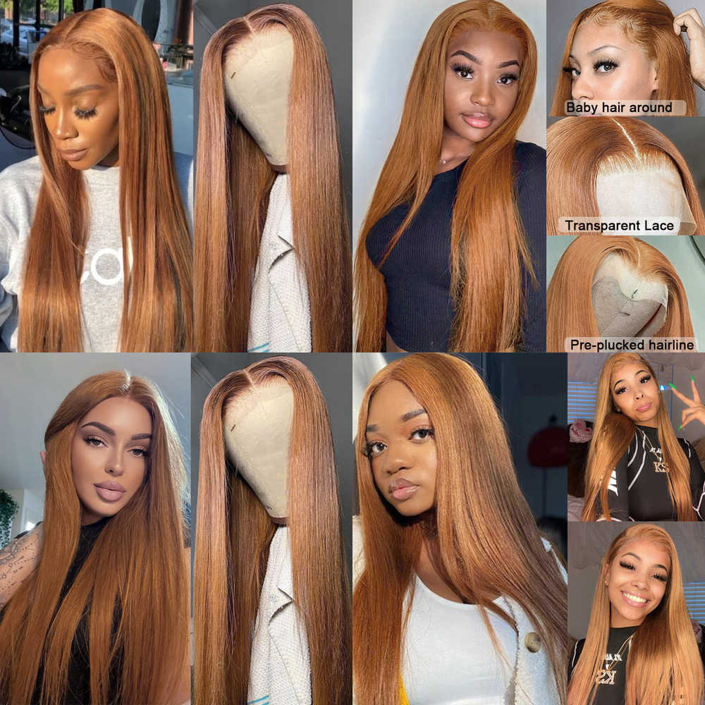 

Lace Wigs Ginger Brown Straight Synthetic 13x1 t Part for Women Glueless Pre Plucked Hairline with Baby Hair Cosplay 221216, Ombre color