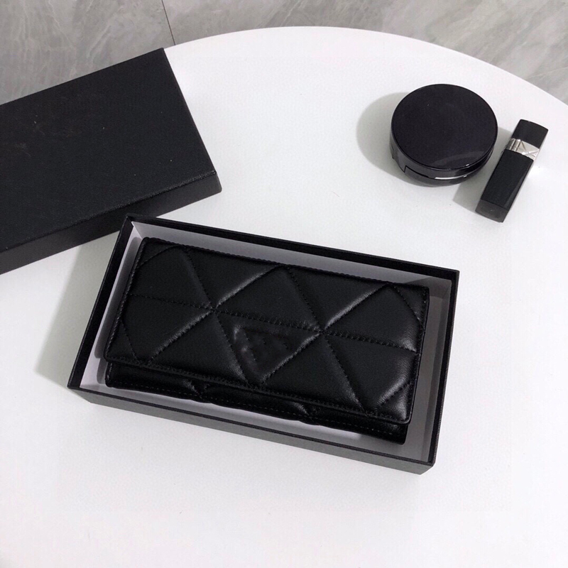 Designer High Quality Women's Wallet Long Wallet Sheepskin Wallet Fashion Style High Quality Card Bag Color Black-image-832474269
