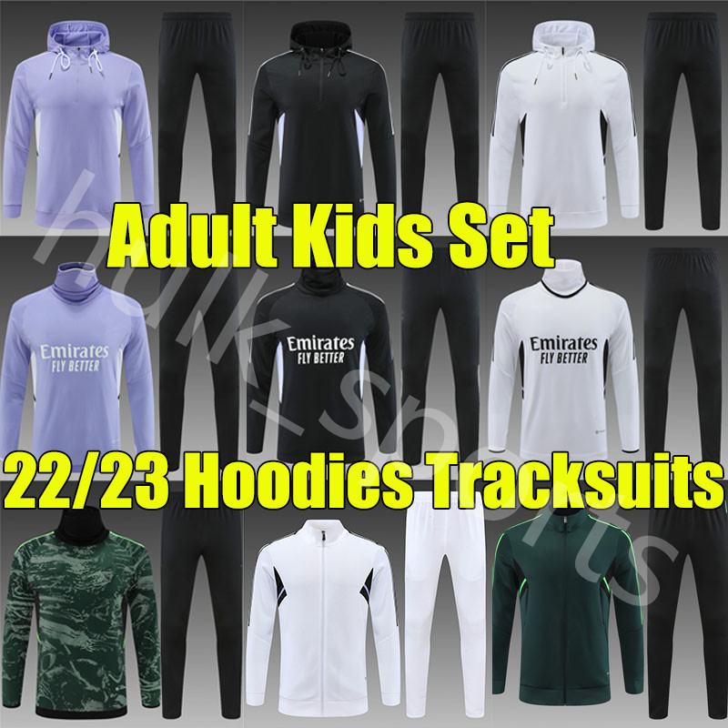 

22/23 BENZEMA Hoodies soccer set tracksuits Survetement 2022 2023 ALABA TCHOUAMENI CAMAVINGA MODRIC High collar Jogging Jacket Half Long zipper adult men kids kit, Huangma 2223