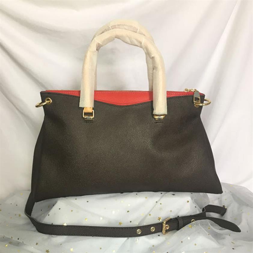 

M41175 PALLAS fashion women messenger bag classic lady luxurys leather shoulder tote purse bags 27cm 34cm M43400309W, Brown flower red inside
