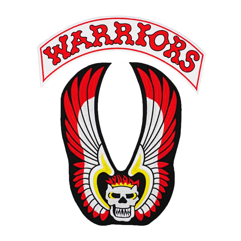 

WARRIORS large punk embroidered iron on backing biker patch badge for jacket jeans 2 pieces/SET