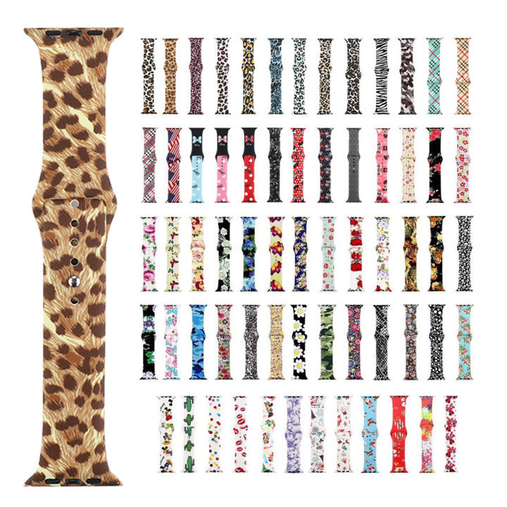 

Printing Floral Silicone Bands for Apple Watch Series 8 7 6 5 4 3 2 1 New Pattern Straps for iwatch 38/40/41mm 42/44/45/49mm