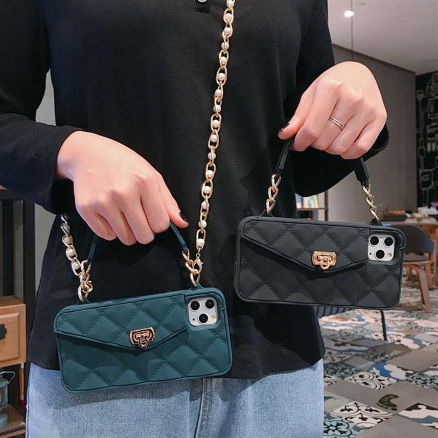 

Wallet Handbag Crossbody phone case For iPhone 11 pro Xs max XR X 6s 8 7 Plus 12 Card Slot Purse Silicone cover with strap Chain222M299s