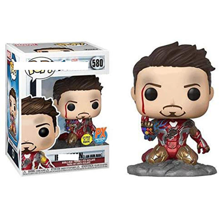 

new figures FUNKO POP Iron Tony 580# Film and Television Peripheral Hand-made Toys Ornament Doll Model Kneeling Battle Damage, Multicolor