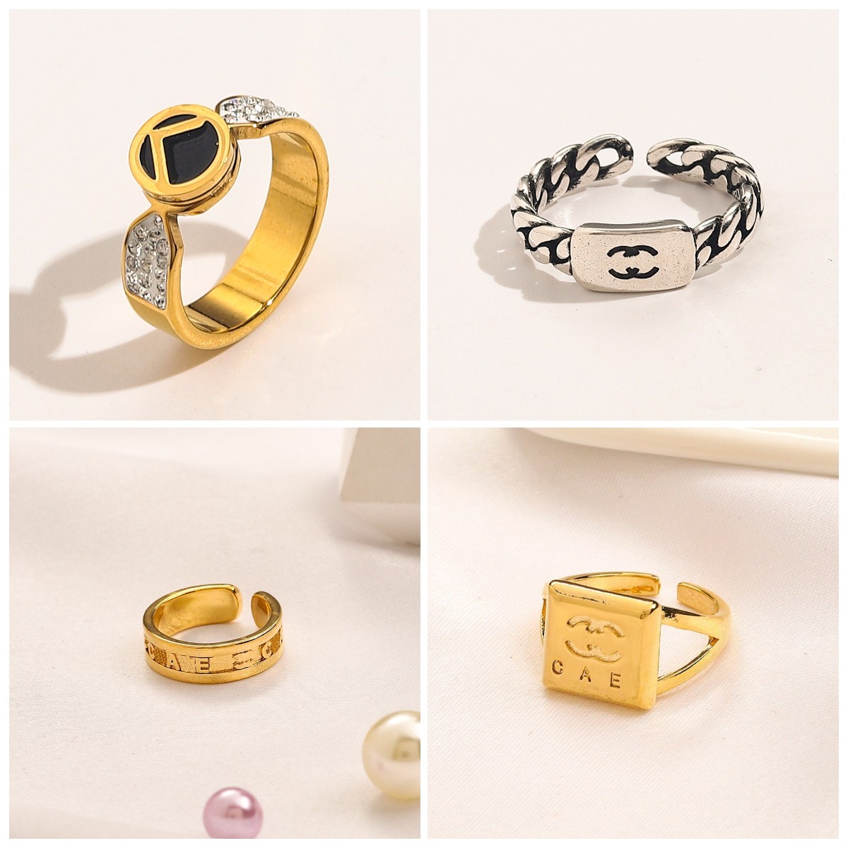 

Luxury Designer Women Love Ring 925 Silver Gold Rings Copper Fashion Jewelry Spiral Ring Wedding Party Diamond Alphabet Accessory Gift
