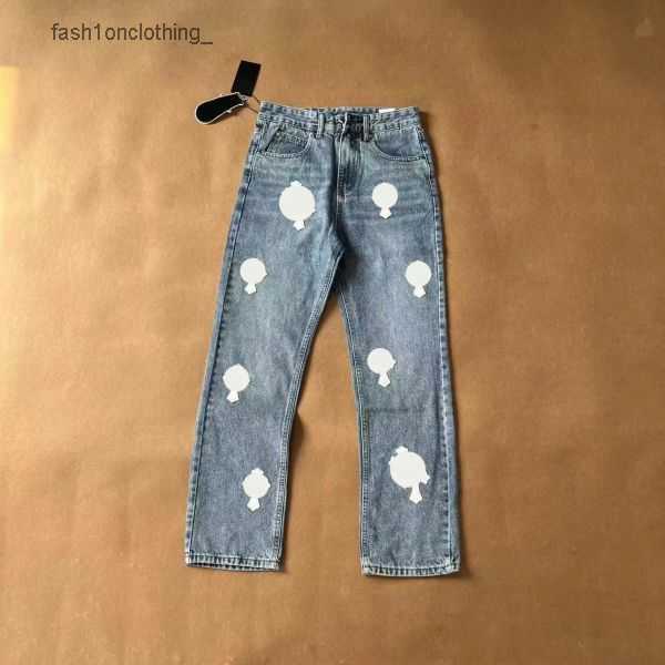

Print Designer Men Jeans Cross-skin Washed Jean Chromeheart with High Waist Lovers Chromees Loose Rework Process Chrome 78