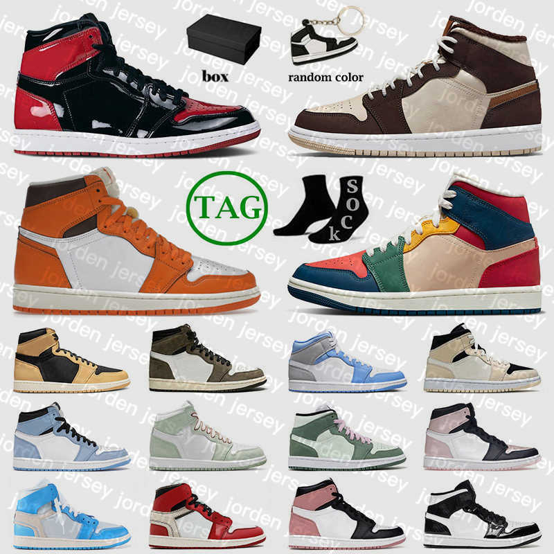 

NEW Running Shoes Top Jumpman 1 1s Basketball shoes Men Panda Patent High Dark Mocha Cactus Jack Unc Cream Dark Chocolate Mid Carbon Fiber D, 36-47 mid dutch green