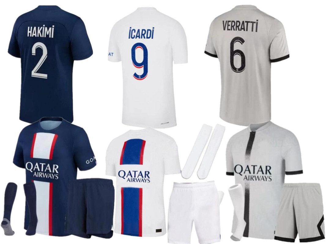 

22 23 PAriS soccer jersey adult and kids kit MBAPPE HAKIMI PLAYER 30 PSGS SERGIO RAMOS Maillots de football 2022 2023 MARQUINHOS VERRATTI shirt uniforms, Adult kit+socks
