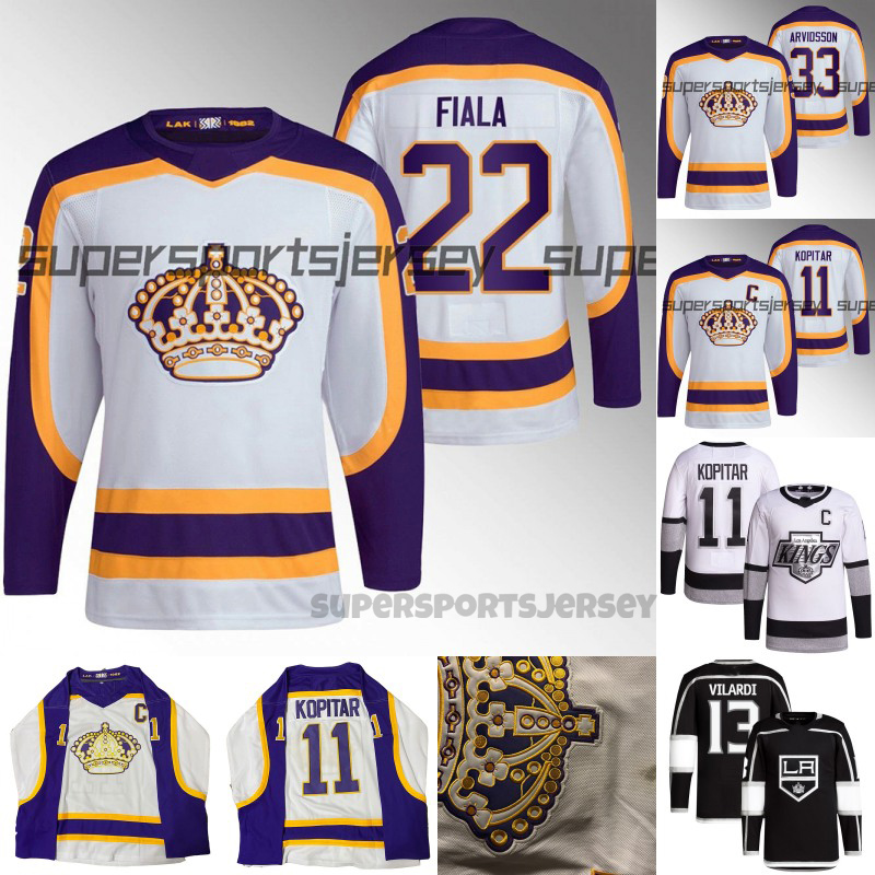 

La Kings Jersey Kevin Fiala Drew Doughty Anze Kopitar Phillip Danault Jonathan Quick Adrian Kempe Gabriel Vilardi, 2023 reverse retro