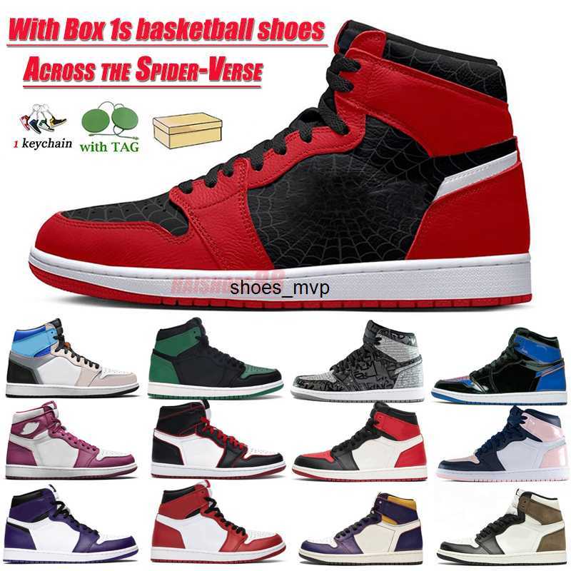 

With Box 1s Jumpman basketball shoes Across the Spider-Verse Lost and found Starfish Denim men women Trainers Sneakers 36-46, Patent bred blue 36-46