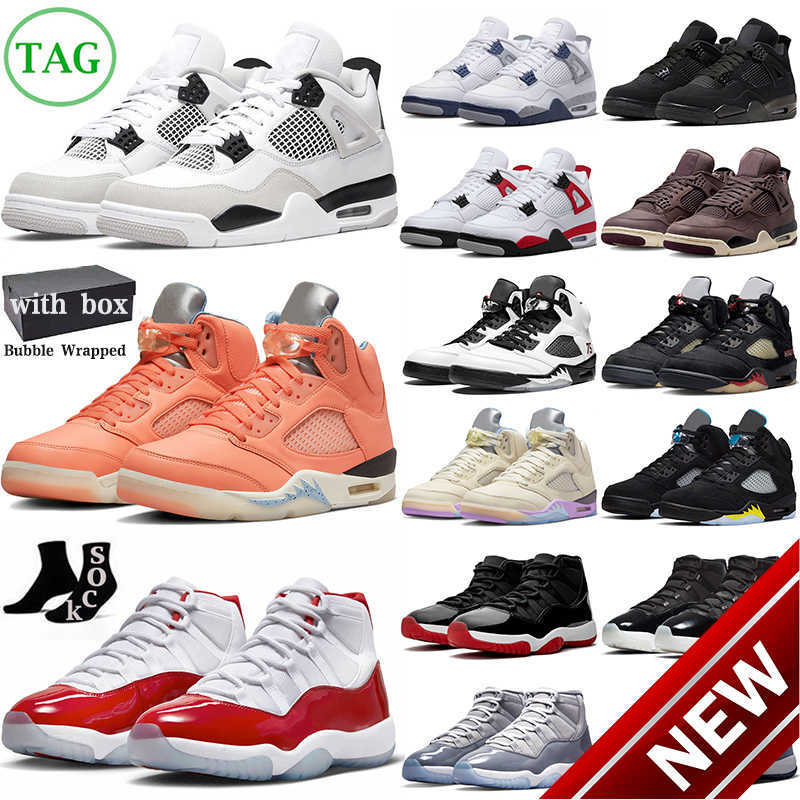 

2023 Top High Basketball shoesWith Box 4 5 11 Mens Shoes Jumpman 4s Military Black Cat Midnight Navy 11s Bred Cool Grey, 4s white cement
