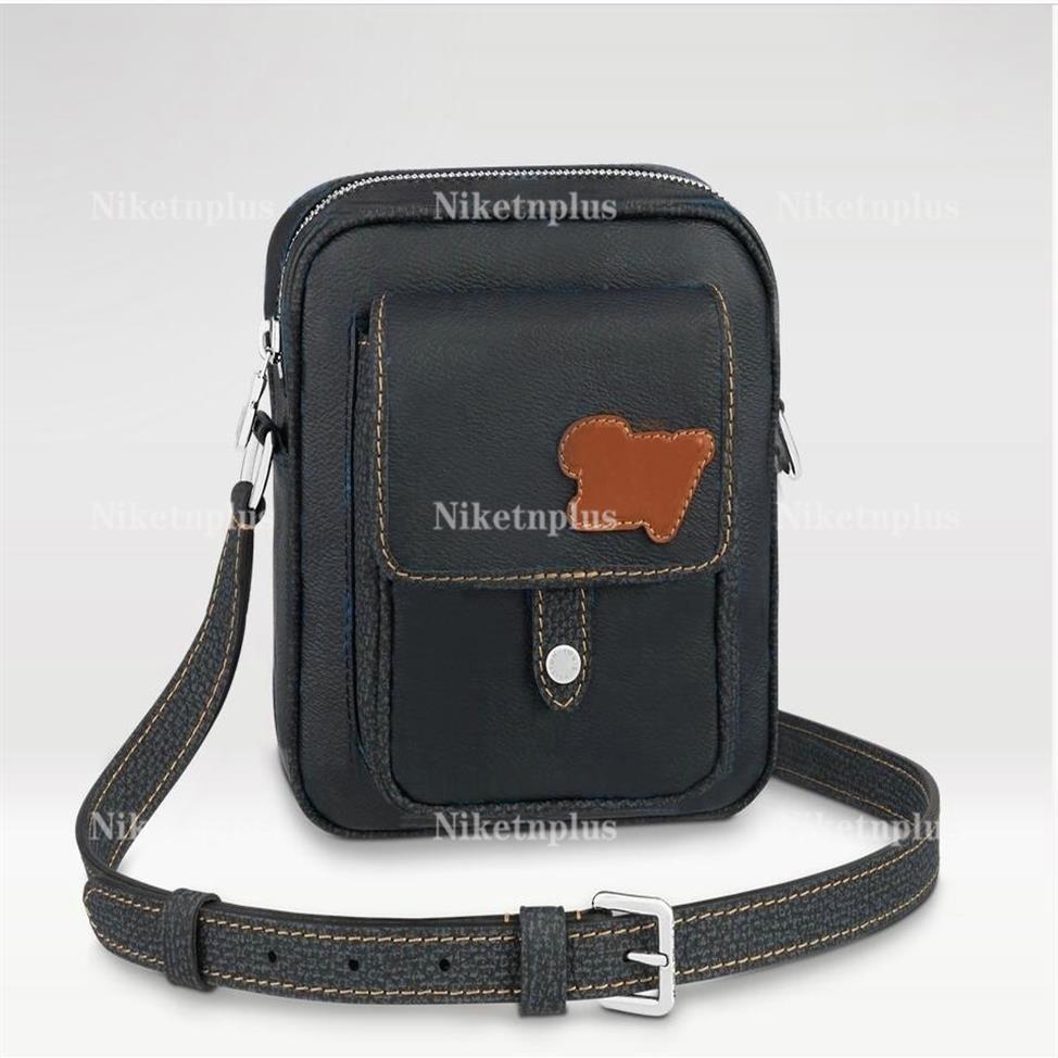 

New Men Messenger Bag blue black Christopher Wearable Wallet mini handbags Monograms Macassar Canvas leather luxury crossbody bags247c, #1