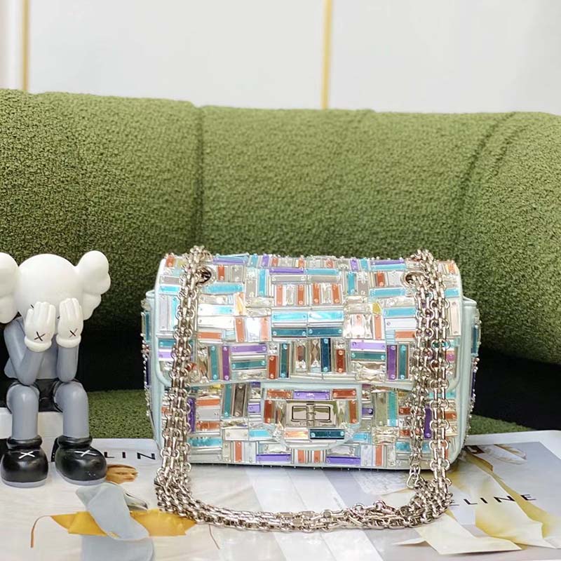 

AAAAA designer shoulder bags Spring and autumn style luxury Acrylic woman crossbody bag handbag flip purse chain Multi element mix and match wallet with Sequined, Multi-color1