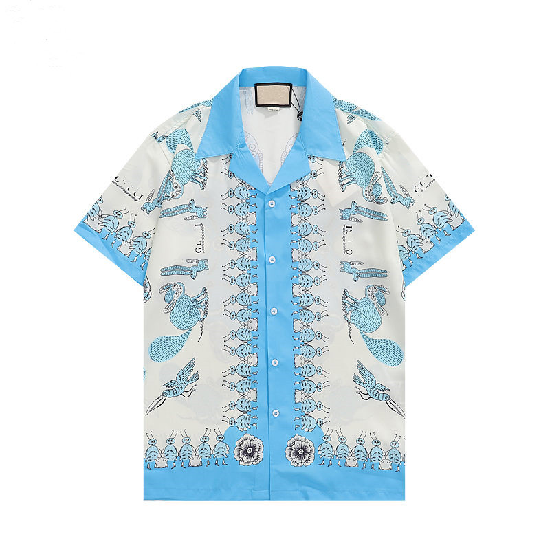 

2023 Luxury Designer Shirts Mens Fashion Geometric print bowling shirt Hawaii Floral Casual Shirts Men Slim Fit Short Sleeve