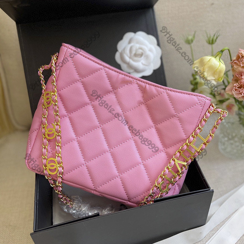 

22p Women Underarm Hobo Bucket Bags Vintage Letter Chain Gold Hardware Designer Handbag Lager Capacity Shopping Bag Outdoor Commuting Sacoche Totes Pouches 22x20C, Black