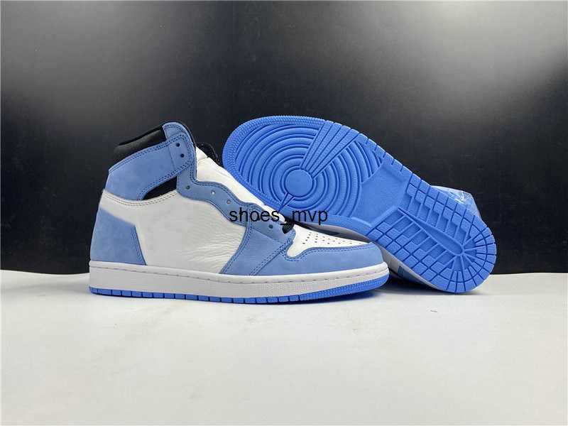 

New Exclusive 1 High OG UNC Basketball Designer Shoes White University Blue Black Fashion Sport Sneakers Quality Come With Box