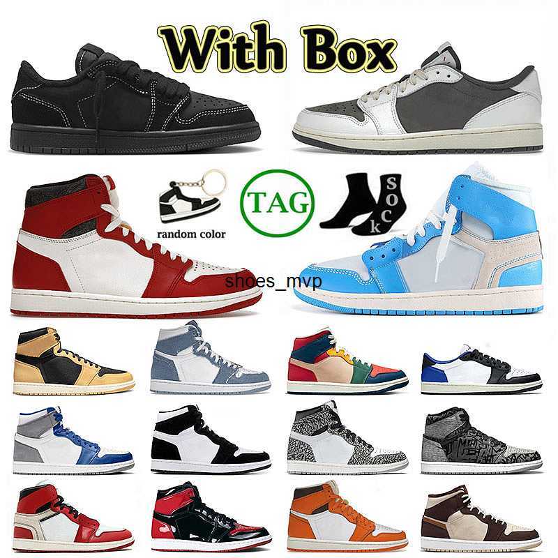 

With Original Box J1 Men Women Basketball Shoes Jumpman 1 1s Chicago Lost and Found Starfish Black Phantom Low Reverse Mocha Rebellionaire, 36-47 denim