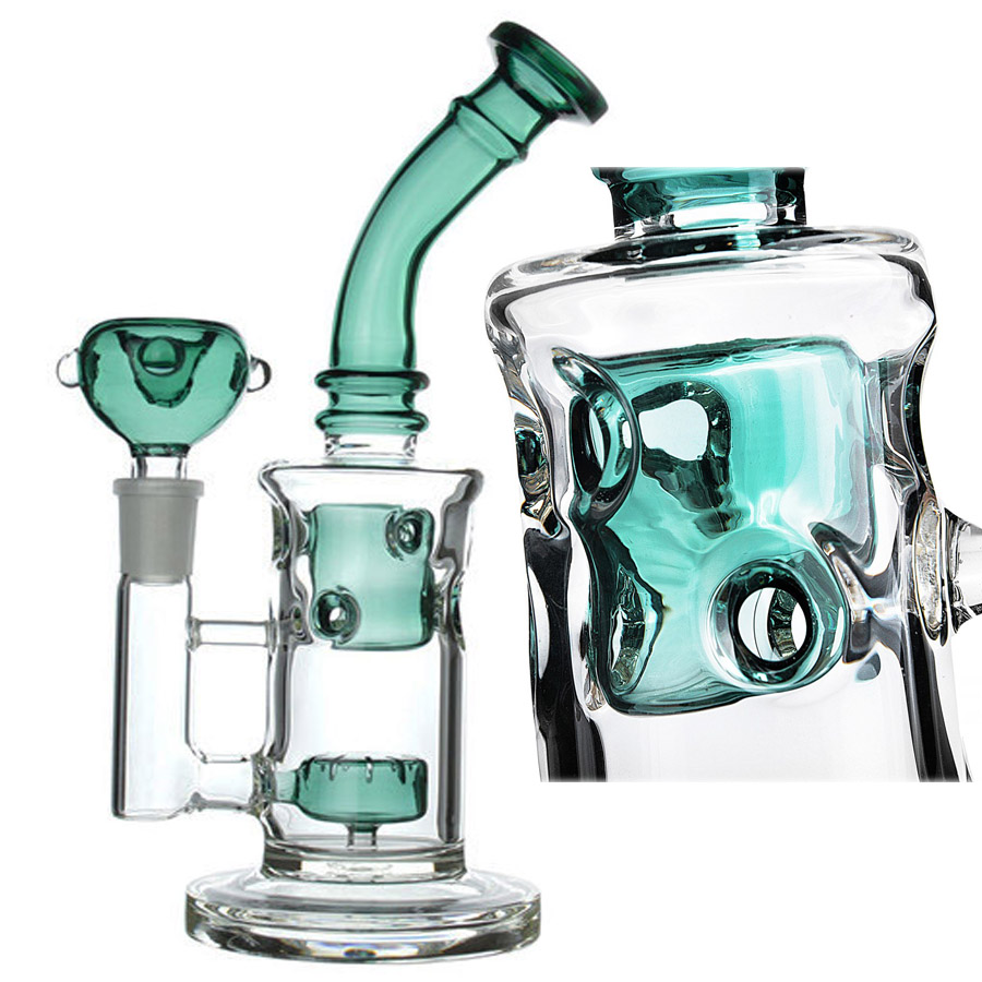 

Klein Recycler Dab Rigs Hookahs Glasses Water Bongs Smoke Glass Oil Burner Pipe Percolator With 14mm Joint